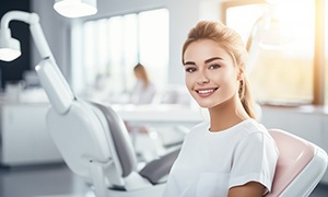 Woman smiling after using antibiotic treatment